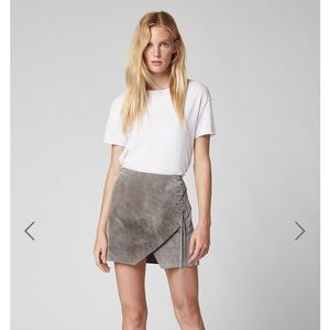 BLANK NYC Soft Fog Lace Up Suede Skirt